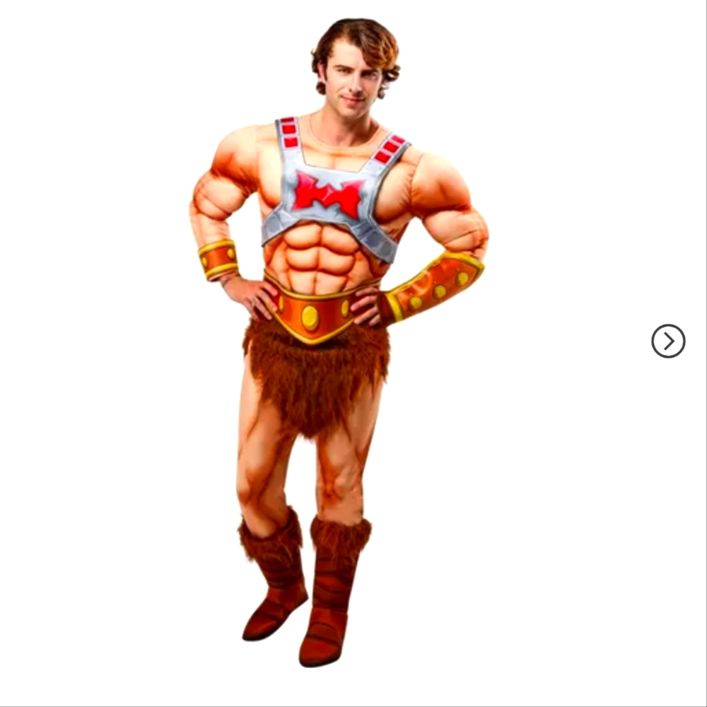 Complete He Man Men's L Costume with Wig and Inflatable Sword!